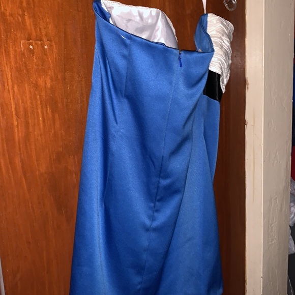 Jessica McClintock for Gunne Sax Strapless Blue/Black/white Satin vintage y2k - Picture 5 of 5